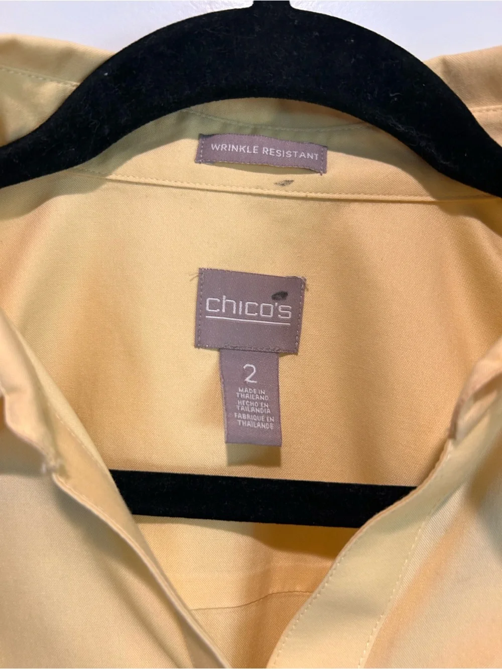 Chico’s Butter Yellow Wrinkle Resistant Cotton Button Shirt Size 2 - Picture 4 of 7